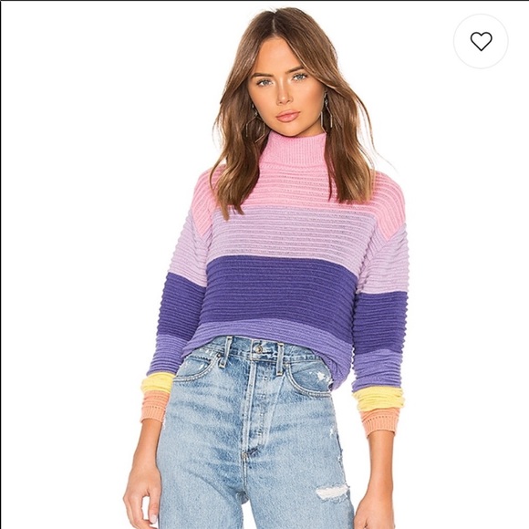 Lovers + friends rainbow stripe unicorn sweater XS - Picture 3 of 6